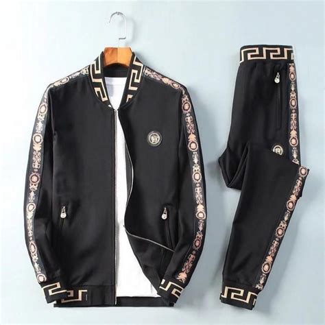 versace black tracksuit|versace tracksuit men's price.